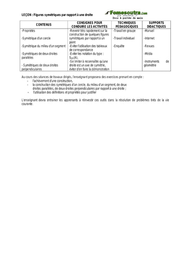 Figures symétriques par rapport à une droite - Guide pédagogique Maths 5ème