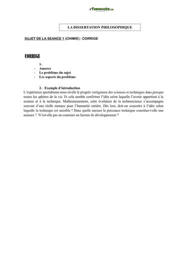 COURS DE VACANCES PHILO Tle CORRIGE SUJET 1 (LA DISSERTATION PHILOSOPHIQUE)