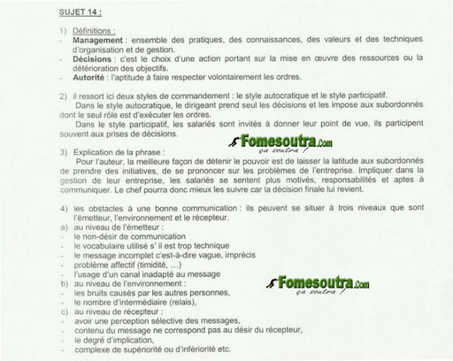 Corrigé Economie Générale portant sur l'Entreprise - BTS Tertiaire 1999