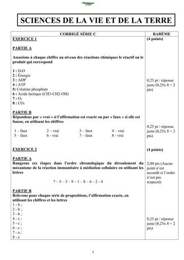 BAC BLANC 2026 DRENA GAGNOA SUJET SVT SERIE C (BAREME) by TEHUA