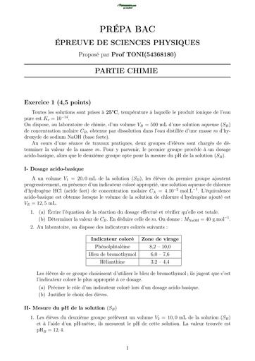 PREPA BAC PC SERIE C SUJET 9 BY TEHUA