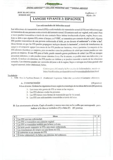 EXAMEN BLANC INTERNE ABOISSO NOE BEPC LV2 ESPAGNOL 3ième BY TEHUA