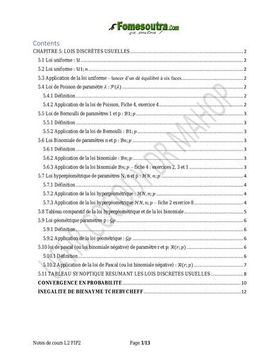 UFHB de Cocody Chapitre 5 lois discrètes usuelles L2 fip 2 by TEHUA