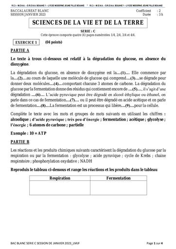 SVT BAC blanc C&D sujet+barème JF Bouake by Tehua