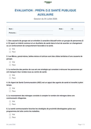 INFAS Prépa DE Auxiliaire 2026 (Santé Publique) by TEHUA