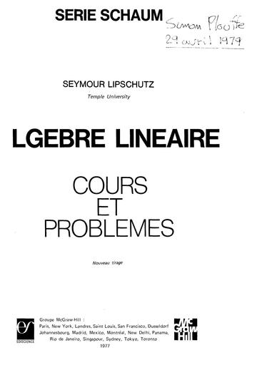 Lipschutz S Algebre lineaire by Tehua