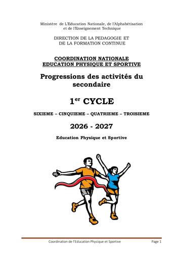 EPS 1er Cycle PROGRESSION 1er CYCLE DPFC 2026 2027 BY TEHUA