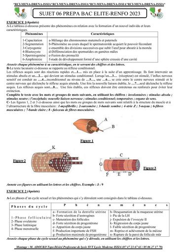 Sujet 06 prepa BAC elite renfo 2023 by Tehua