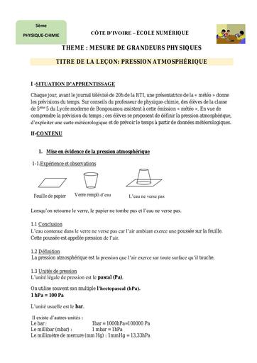 PC 5ème L6 Pression atmosphérique