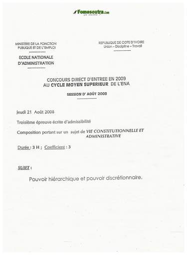 Sujet Vie constitutionnelle et administrative ENA 2008