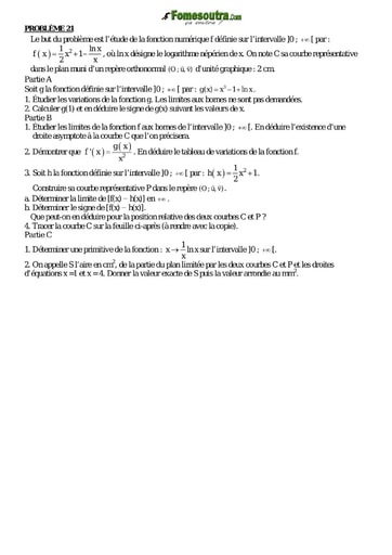 Problème 21 de maths niveau Terminale scientifique et BTS