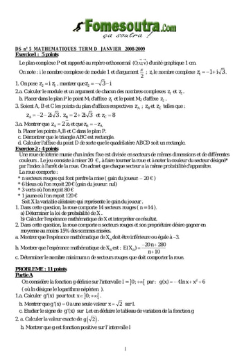 Devoir 8 de maths niveau Terminale D