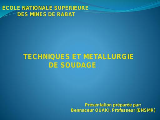 Livre Presentation des techniques de soudages et métallurgie by Tehua