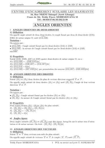 COURS DE MATHS ANGLES ORIENTES 2nde C BY TEHUA