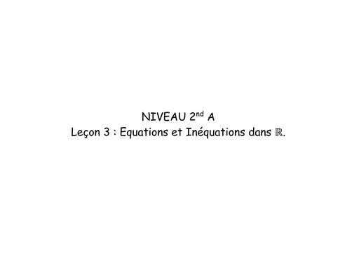 4 FCIHE DE COURS 2027 MATHS 2nde A L4 Equations et Inéquations dans R BY TEHUA