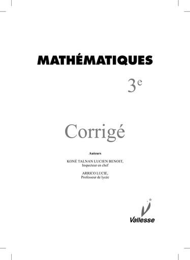 Corrigé Habileté Vallesse Maths 3ième By Tehua