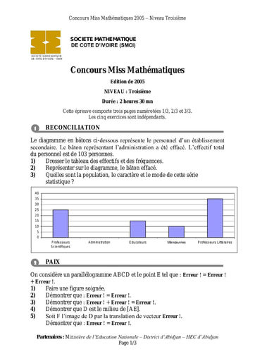 Miss Maths 2005 Niveau 3eme