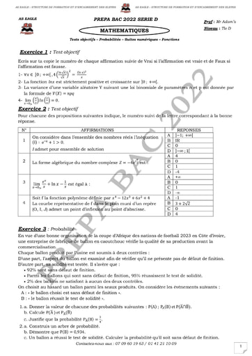 MATHS 2 PREPA AS EAGLE BAC D