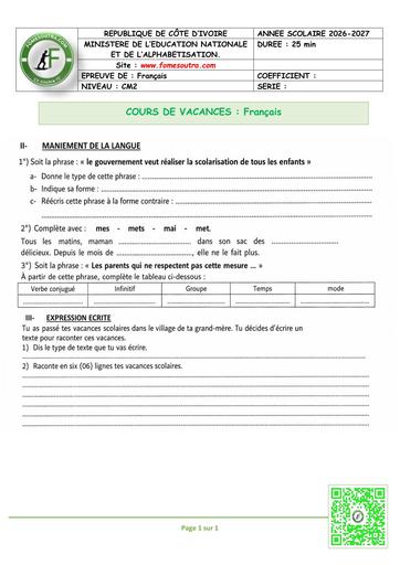 FICHE 2 Français CM2 ETUDE DE TEXTE by TEHUA