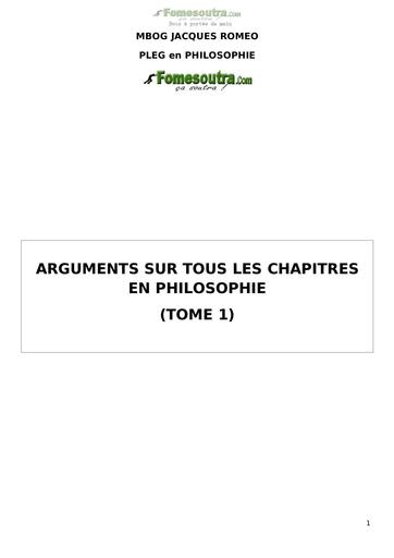 Arguments sur tous les chapitres en philosophie