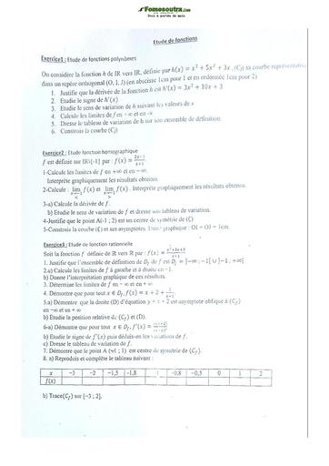 Sujet Prépas BAC Mathématique TD Lycée Classique Abidjan 2022-2023