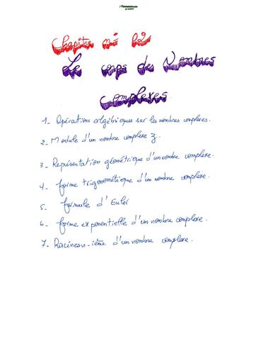 Ch1 le corps des nombres complexes  by TEHUA