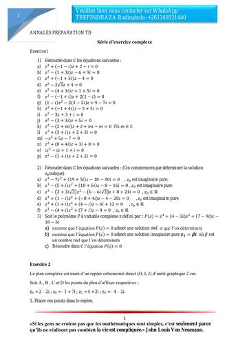 ANNALES PREPARATION TD MATHS