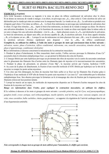 Sujet 03 prepa BAC elite renfo 2023 by Tehua