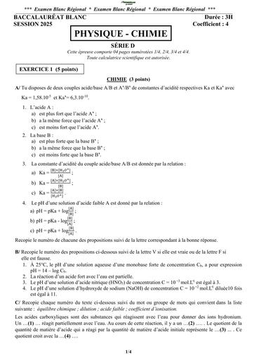 BAC BLANC 2026 DRENA GAGNOA SUJET PC SERIE D (SUJET) by TEHUA