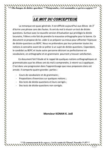BANQUE DE DICTEES Questions by Tehua