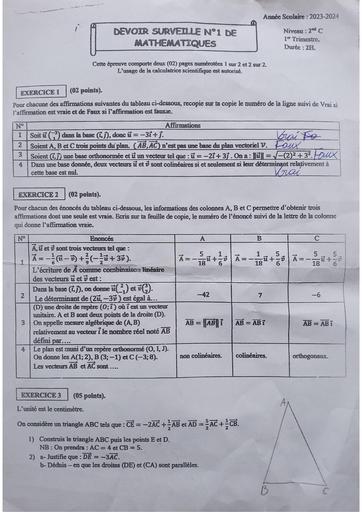 Partielle de décembre 2023 Maths 2nde C Lym1A by Tehua