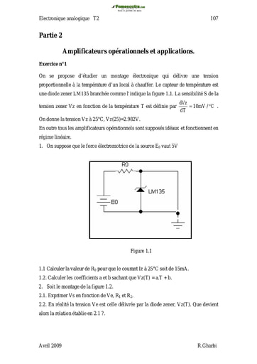 Exercices Amplificateurs opérationnels et applications