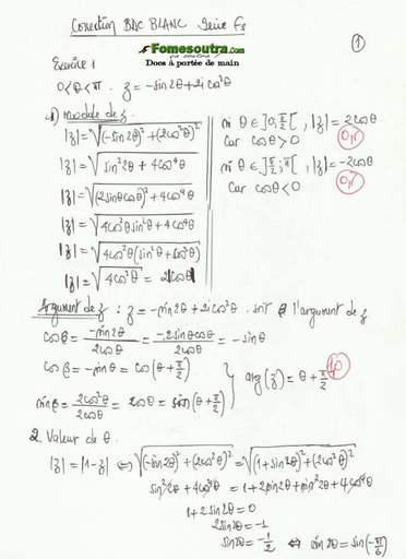 Corrigé du sujet de Maths BAC blancs série F2 ADAMA SANOGO 2013