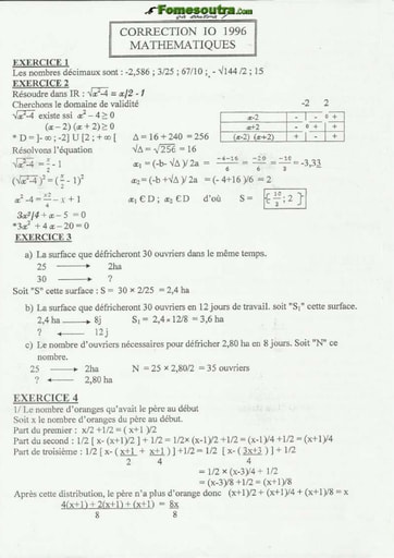 Corrigé de Maths CAFOP 1996