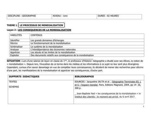 GEO 1ière TH4 G8 LES CONSEQUENCES DE LA MONDIALISATION by TEHUA