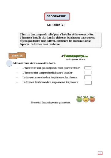 Le Relief (2) - Cours CE1