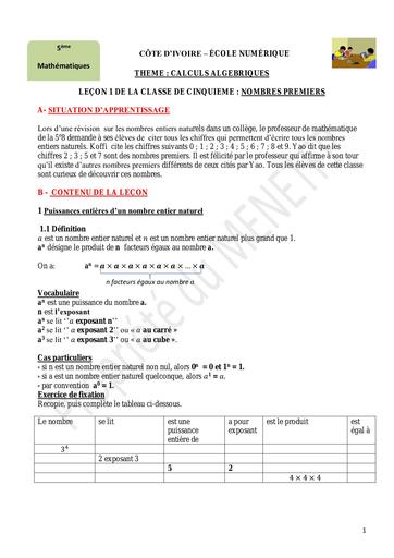 MATH 5eme leçon 1 NOMBRE PREMIER FINALISEE