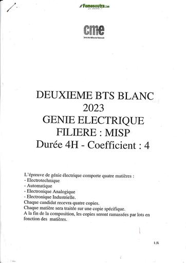 SUJET BTS BLANC 23 CME GENIE ELECTIQUE MISP PHYSIUE APPLIQUEE BY TEHUA