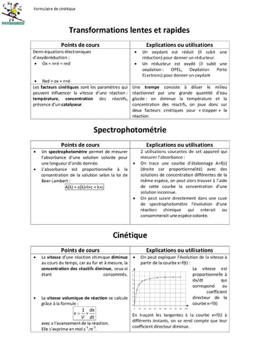 Formule de cinétique