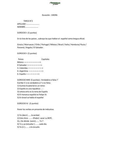 Tarea de espagnol N°2 4ième By Tehua