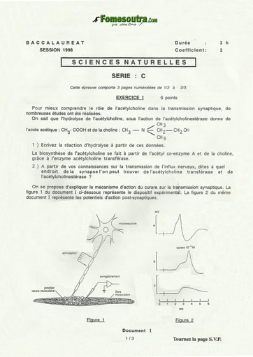 Sujet de SVT BAC C 1998