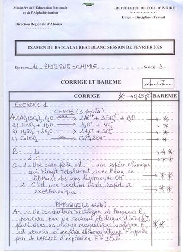 BAC BLANC 2026 DRENA ABOISSO SUJET PC SERIE D (BAREME) by TEHUA