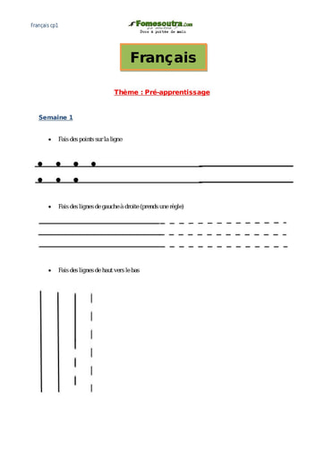 Pré-apprentissage  - Cours Français CP1