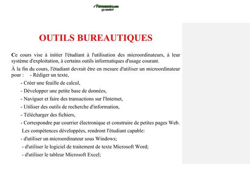 LICENCE OUTILS BUREAUTIQUES