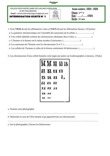Sujet 2nde C interrogation écrite 2nde C cellules NDL By Tehua