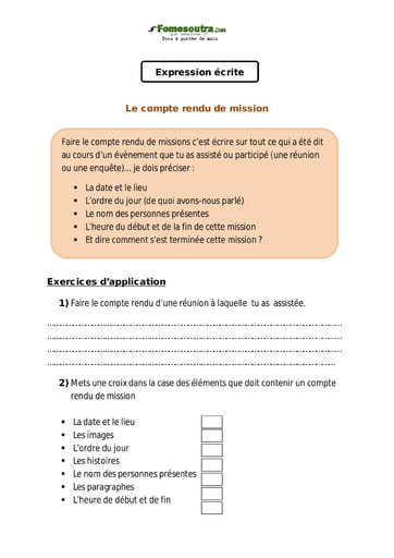 Le compte rendu de mission - Cours CE1