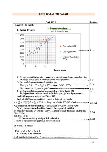 Corrigé barème BAC REGIONAL Série G1 DRENA BOUAFLE 2024