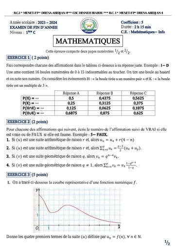 EPREUVE DE MATHS 1ère C Hinne Biabou 2024 by Tehua