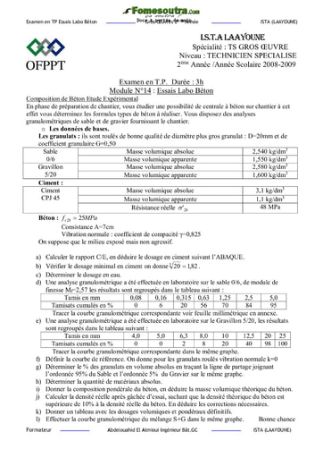 Composition de Béton - Génie Civil