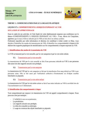 AP 5ème L5 Comportements à risque exposant au VIH